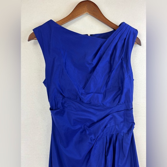 SUZY CHIN For MAGGIE BOUTIQUE Cocktail Dress Blue Purple Pleated Short Wedding 6 - Picture 4 of 14